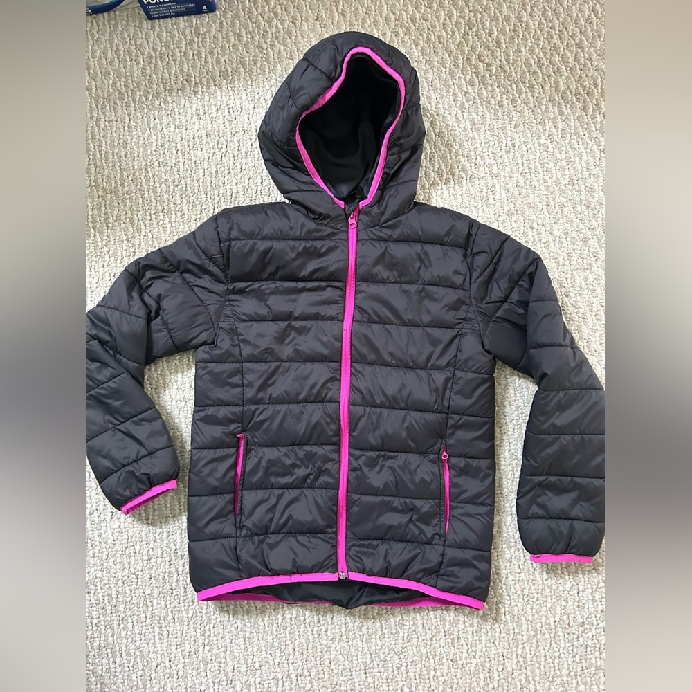 Girls Youth Black Puffer Jacket size M 10/12